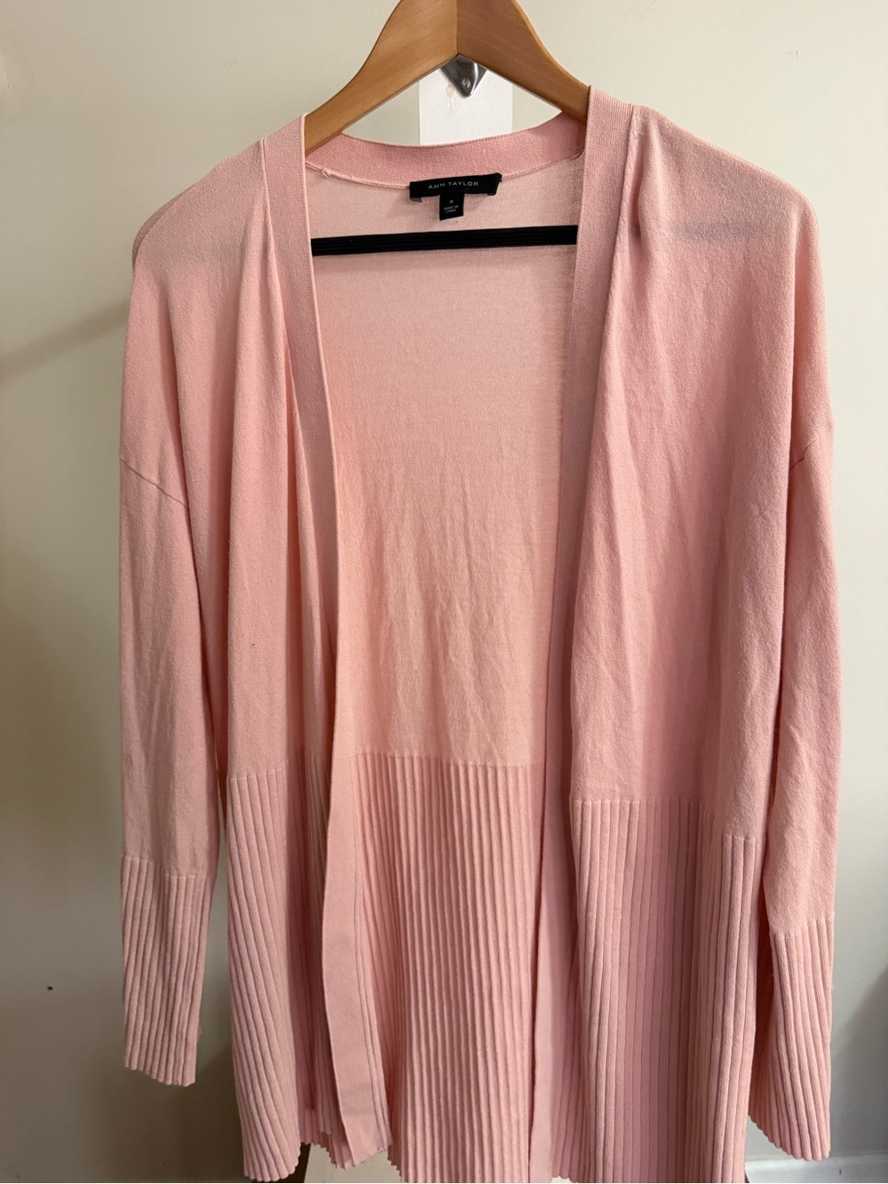Ann Taylor Open Front Ribbed Cardigan